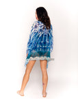 Blue scarf print chiffon kaftan Top