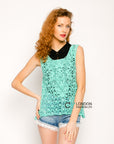 Floral Pattern Crochet Vest Top