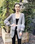 faux fur embllished with sequin design oversized cardigan