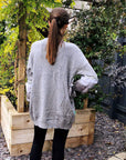 faux fur embllished with sequin design oversized cardigan