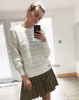 Pearl embellished soft knit jumper in white