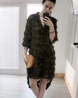 Feather look and star pattern shirt dress in Green