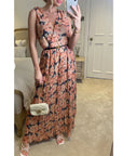 Chiffon Cross Wrap Maxi Dress Rose