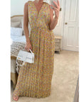 Chiffon Cross Wrap Maxi Dress Yellow Floral