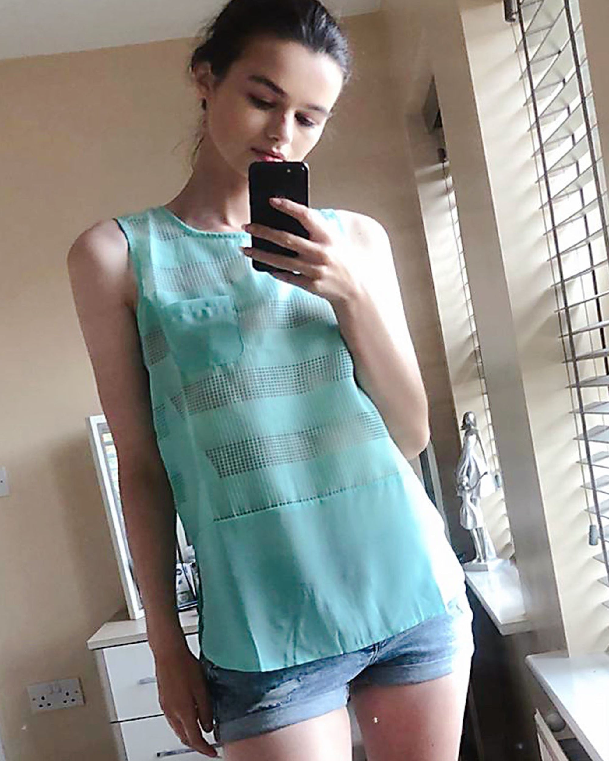 Mesh Chiffon  Vest Top (Mint)