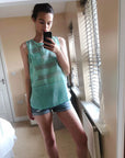 Mesh Chiffon  Vest Top (Mint)