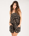 Leaf Print Playsuits (Black)