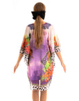 Leopard scarf print chiffon kaftan Top in purple