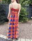 Printed Chiffon Maxi Dress (Orange Stripe Print)