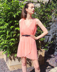 Wrap Chiffon dress (Peach)