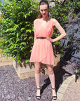 Wrap Chiffon dress (Peach)