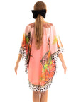 Leopard scarf print chiffon kaftan Top in pink