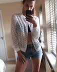 Floral Lace Crochet Cardigan (White)