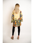 Floralprint oversize kimono sleeves kaftan cardigan (Yellow)