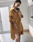 Floral sleeves design oversized sleeves shirt dress in Mustard Yellow