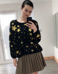 Star Print Neon ColourFluffy Jumper (Yellow)