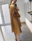 Floral sleeves design oversized sleeves shirt dress in Mustard Yellow