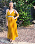 Strappy Chiffon Maxi Dress with Sequin waist (Yellow)